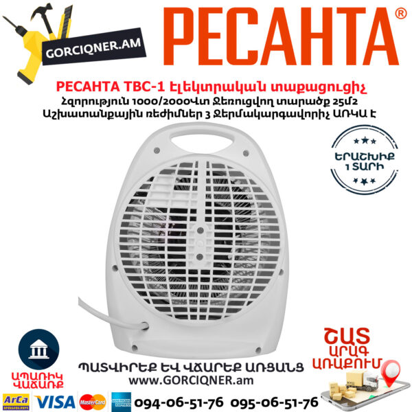 РЕСАНТА ТВС-1  Электрический тепловентилятор 1000/2000Вт — изображение 3