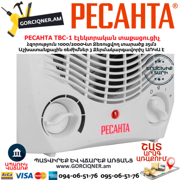 РЕСАНТА ТВС-1  Электрический тепловентилятор 1000/2000Вт — изображение 6