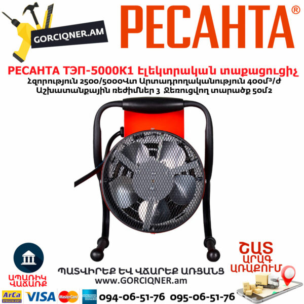 РЕСАНТА ТЭП-5000К1 Электрическая теплопушка 2500/5000Вт — изображение 4