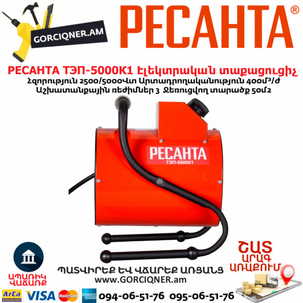 РЕСАНТА ТЭП-5000К1 Электрическая теплопушка 2500/5000Вт — изображение 5