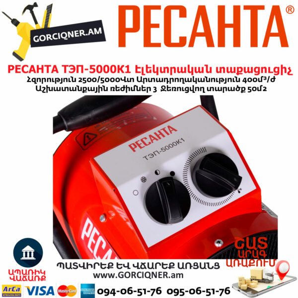 РЕСАНТА ТЭП-5000К1 Электрическая теплопушка 2500/5000Вт — изображение 6