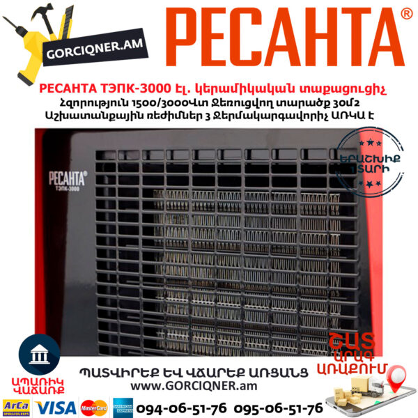 РЕСАНТА ТЭПК-3000 Электрическая тепловая пушка 1500/3000Вт — изображение 4