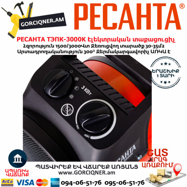 РЕСАНТА ТЭПК-3000K Электрическая тепловая пушка 2000/3000Вт — изображение 7