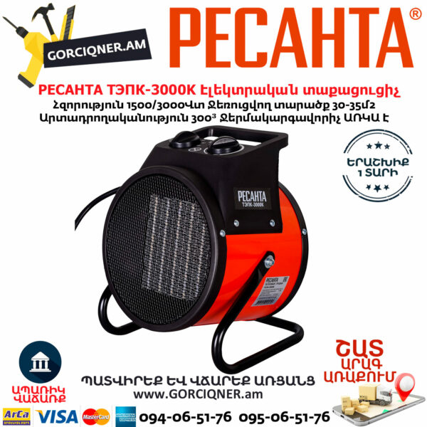 РЕСАНТА ТЭПК-3000K Электрическая тепловая пушка 2000/3000Вт — изображение 3