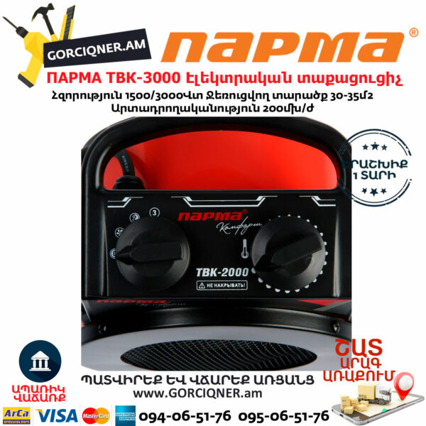 ПАРМА TBK-3000 Тепловая пушка электрическая 1.5/3 кВт — изображение 3