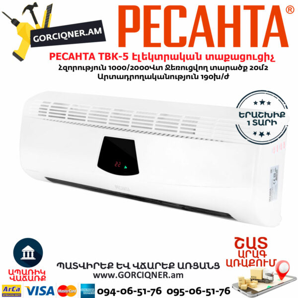 РЕСАНТА ТВК-5 Электрический тепловентилятор настенный  2000Вт — изображение 2