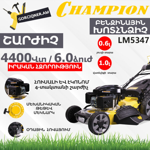 CHAMPION LM5347 Ինքնագնաց բենզինային խոտհնձիչ
