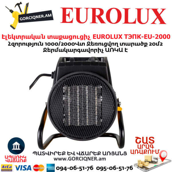 Тепловая электрическая пушка EUROLUX ТЭПК-EU-2000 1/2кВт — изображение 4