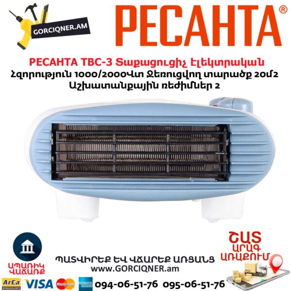 Тепловентилятор РЕСАНТА ТВС-3 1000/2000Вт-20м² — изображение 2