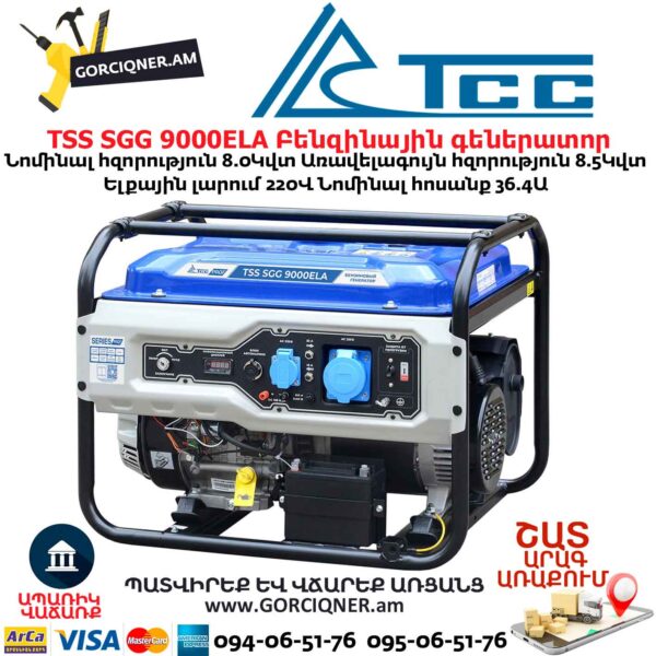 Գեներատոր բենզինային TSS SGG 9000ELA 8.0/8.5Կվտ-220Վ մեխանիկական+էլեկտրական - Image 5