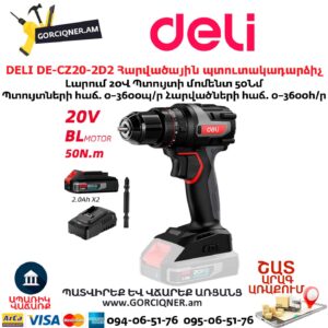 Մարտկոցով պտուտակադարձիչ հարվածային DELI DE-CZ20-2D2