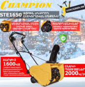 Ձյուն մաքրող մեքենա էլեկտրական CHAMPION STE1650