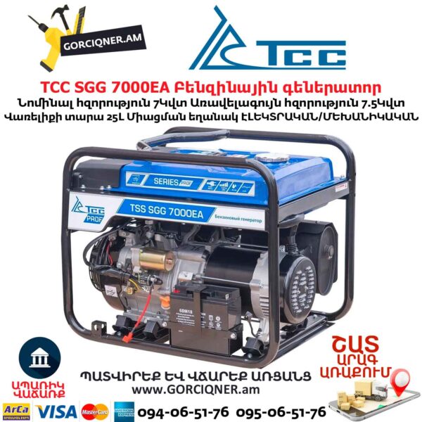 Գեներատոր բենզինային ТСС SGG 7000EA 7/7.5Կվտ/220Վ