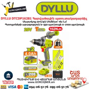Մարտկոցով հարվածային պտուտակադարձիչ DYLLU DTCDP16281