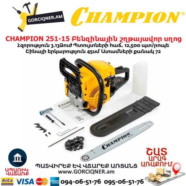 Бензиновая пила CHAMPION 251-15 450мм/3.13л.с. — изображение 8